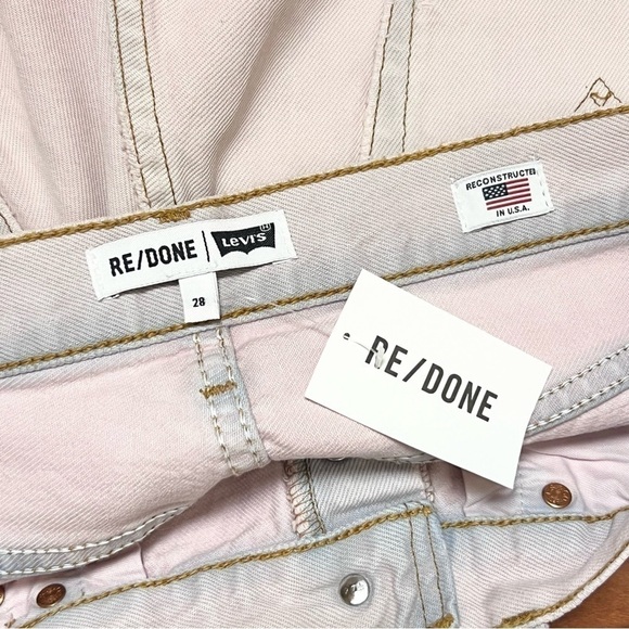NWT RE/DONE X LEVI’S High Waist Pastel Pink Upcycled Denim Cutoff Jean Short 28 - Picture 6 of 8